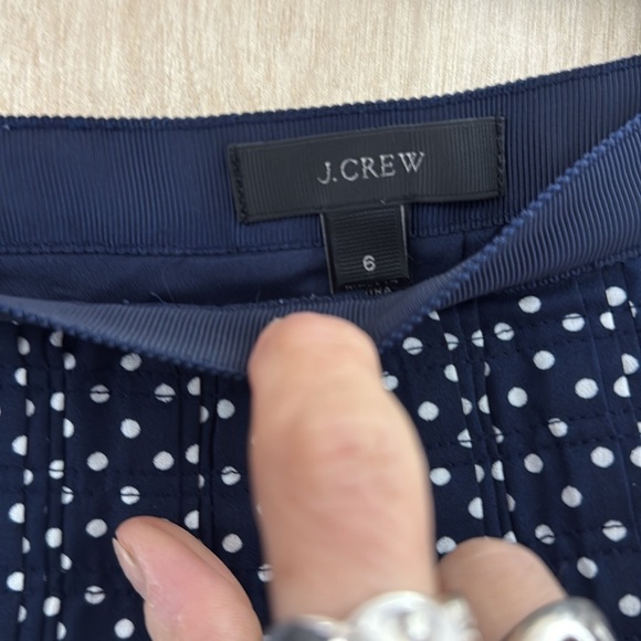 J Crew Navy Polka Dot Pleated Skirt - Picture 5 of 10